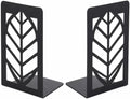 Leaf Vein Bookends, Set of 2 (1 Pair), Matte Black Metal Book Ends for Shelves, Bookshelf, Desk and Home Library Decor