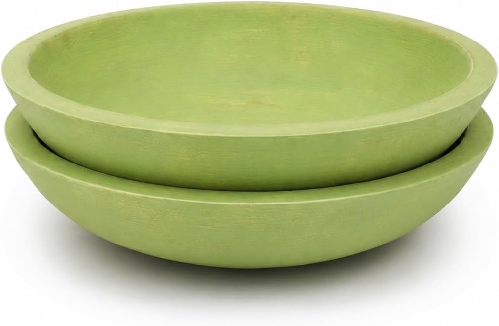 Set of 2 Wooden Decorative Bowl Wood Key Bowl For Entryway Decor Fruit Bowl