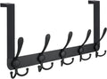 TICONN Over The Door Hooks, 5 Heavy Duty Tri Coat Rack All Metal Coat Hanger for Bathroom Bedroom Dorm (Matte Black, 1PK, Fit 1-3/8" Doors)