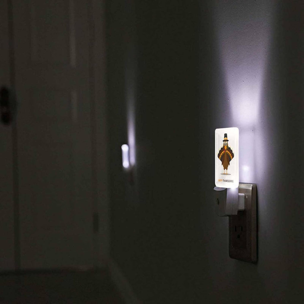 LED Night Light Plug into Wall with Dusk to Dawn Light Sensor White Energy Efficient Cartoon Thanksgiving Turkey Nightlight for Bedroom Bathroom Hallway Living Room Kitchen