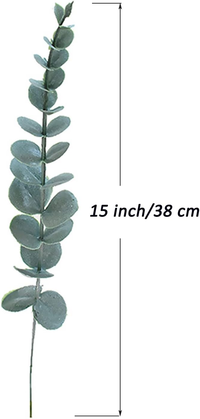 Eucalyptus Stems 12 PCS Artificial Leaves Home Office House Table Decor Wedding Bouquet Ceremony Party Flower Decoration Vase Forever Live Never Fade