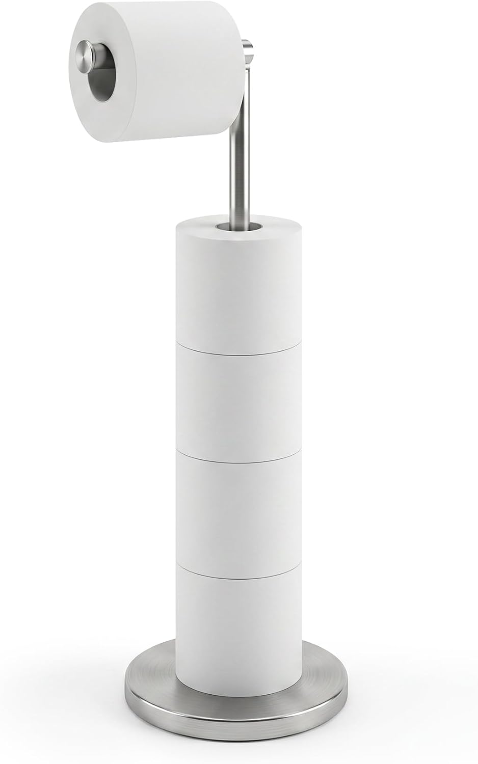 Cesun Weighted Base Free Standing Toilet Paper Holder Stand, Brushed Nickel