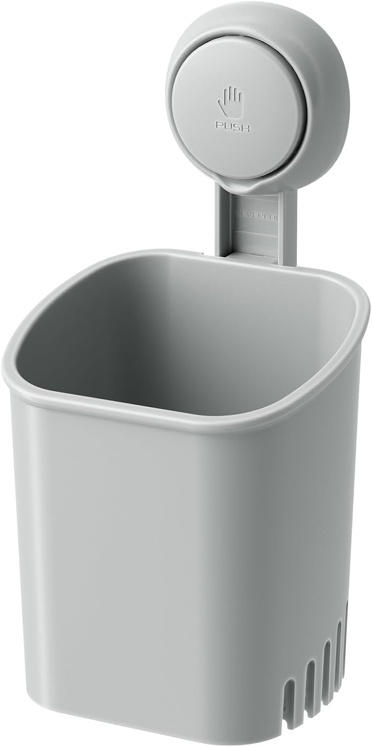 LEVERLOC Powerful Suction Cup Toothbrush Holders for Bathroom Wall, Gray