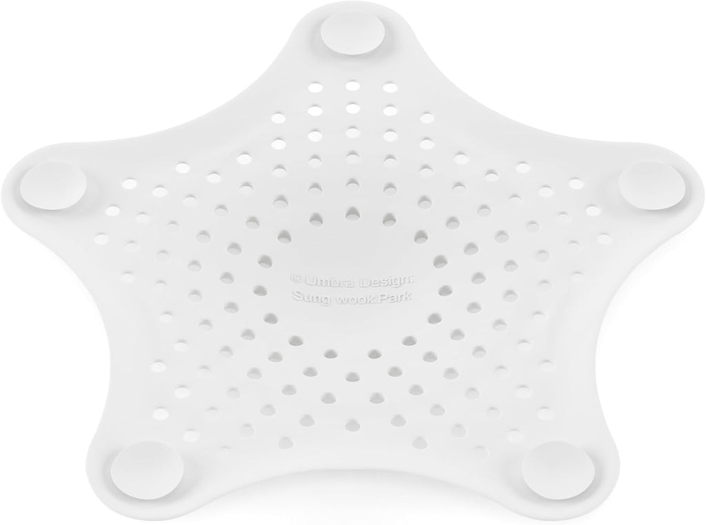 Umbra Starfish Hair Catcher, Suction Cup Drain Cover, 6-Inch, White