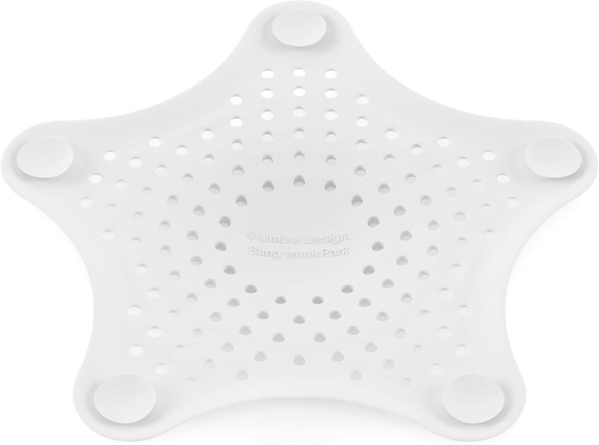 Umbra Starfish Hair Catcher, Suction Cup Drain Cover, 6-Inch, White