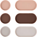 Blue Ginkgo Mini Silicone Trays – Set of 6 Easy-Clean Organizers for Bathroom, Kitchen, Desk, Vanity, and Cosmetics (Brown, Tan, Ivory)