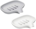 Silicone Soap Dish,Bar Soap Holder for Shower,2 Pack White+Grey