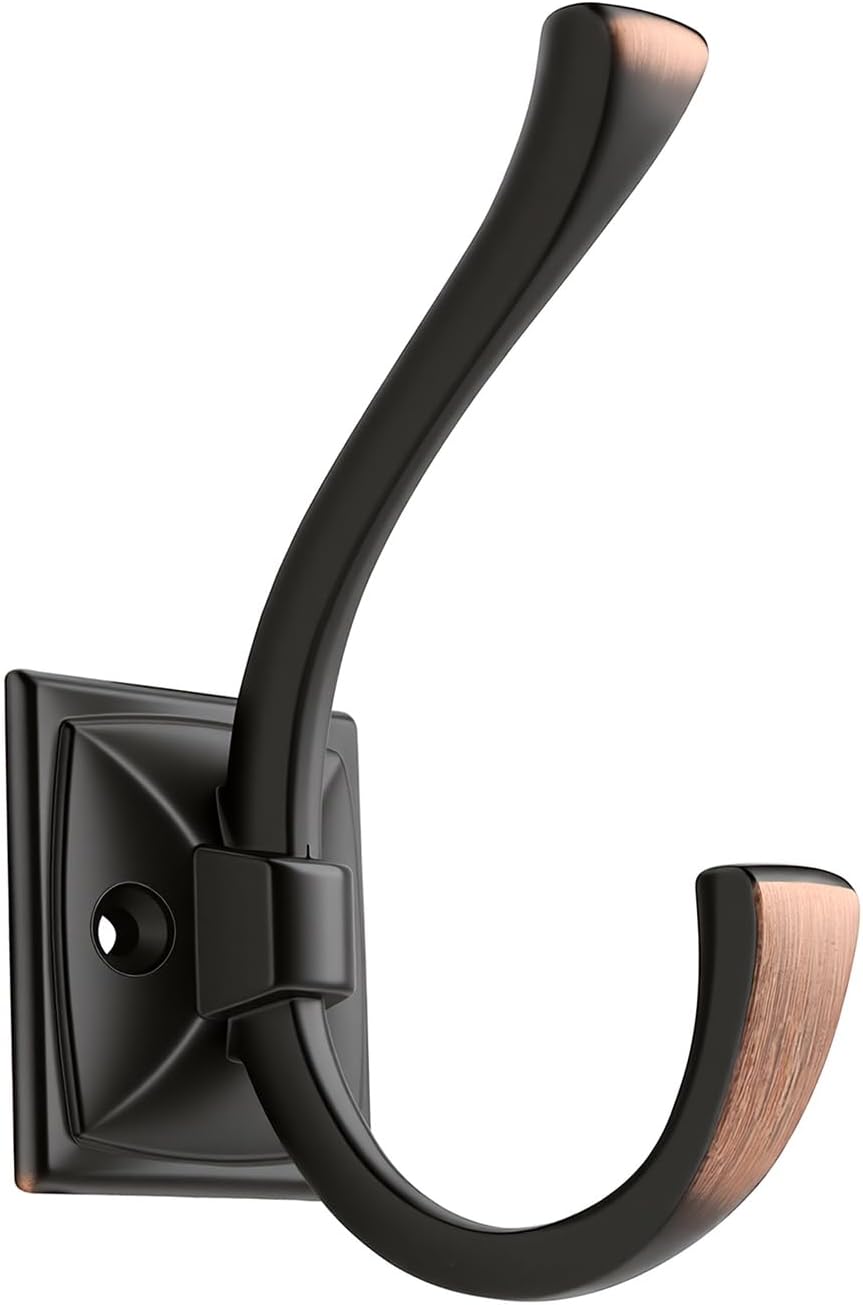HARPOON 5 Pack 4.3" Double Prong Wall Hooks Oil-Rubbed Bronze Coat Hooks