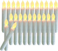 24 PCS Flameless LED Taper Candles Lights, Battery Operated Candlesticks with Warm White Flickering Flame, 0.79 x 6.5 Inches Dripless Fake Floating Taper Candles for Church Wedding Xmas