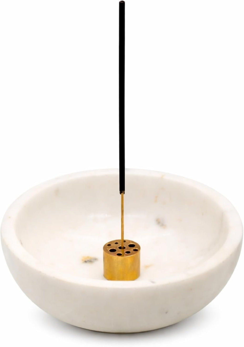 Natural Marble and Brass Incense Holder