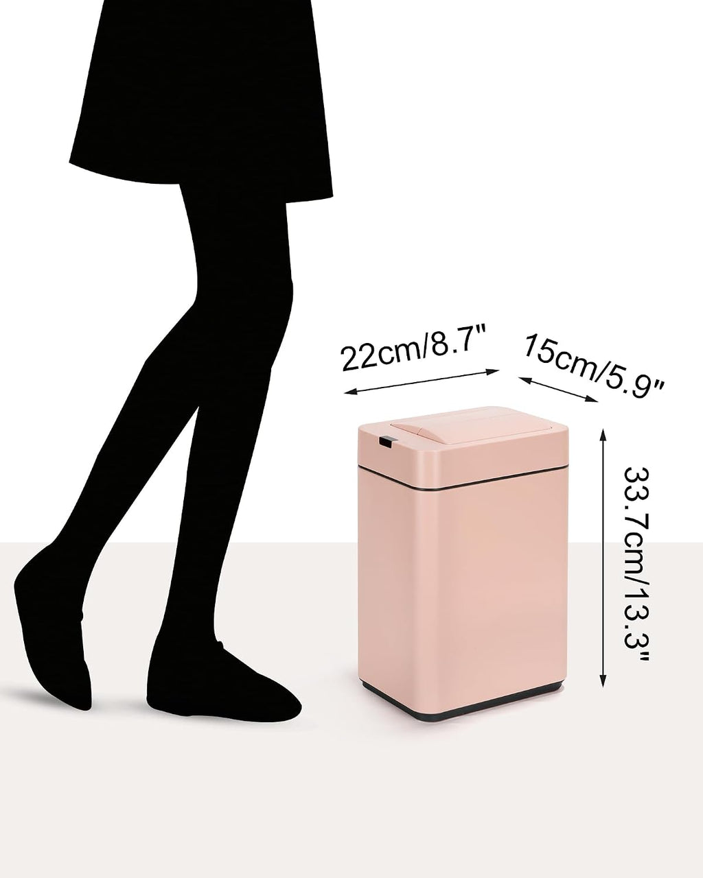 ELPHECO Slim Bathroom Trash Can with Lid 2.6 Gallon Smart Trash Can Pink