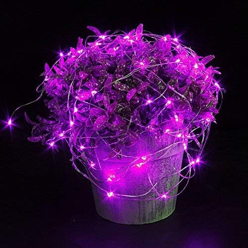 CYLAPEX 6 Pack Fairy Lights Battery Operated 7ft 20 LED Mini String Lights Silver Wire Firefly Starry Moon Twinkle Lights for Halloween Mason Jars Party Christmas Centerpiece Table Decorations, Purple