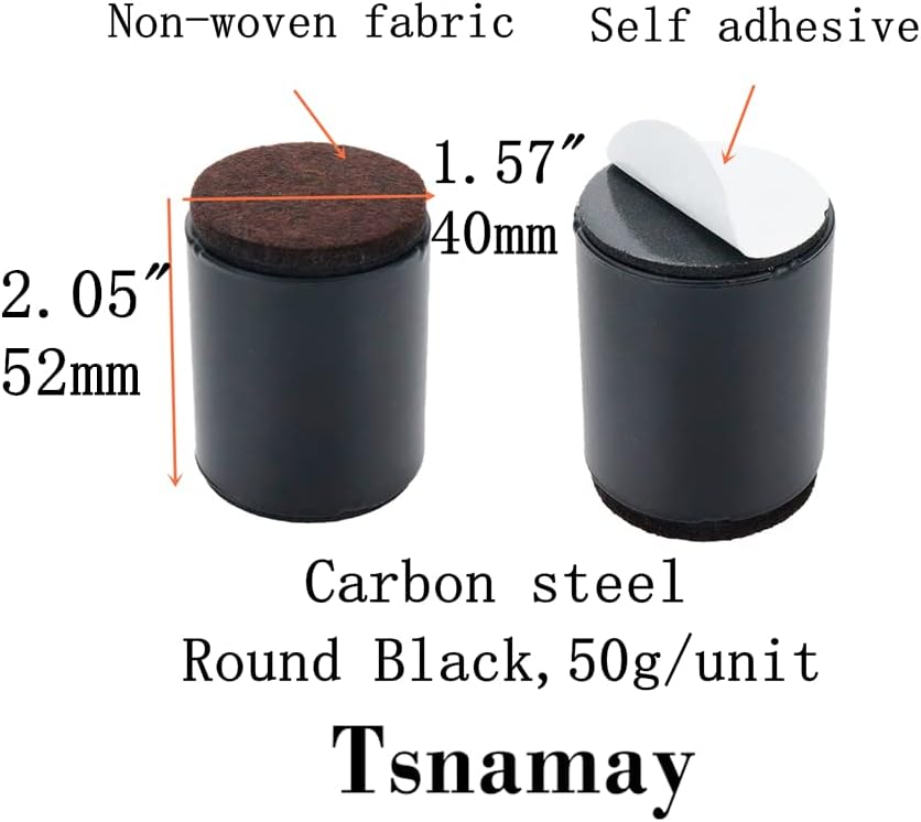 2" Self Adhesive Bed and Furniture Risers,Round Black 1.57"x2.05"