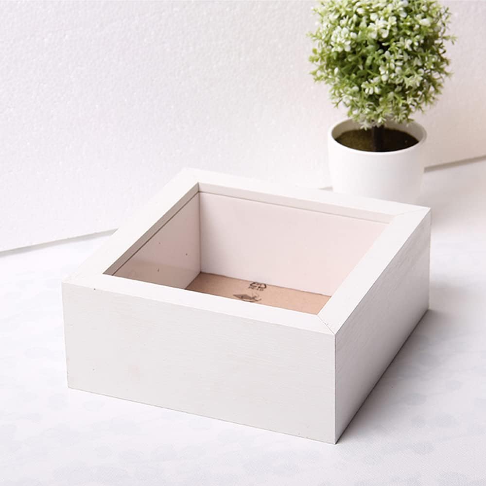 7x7 Wooden Shadow Box Frame, White, 2.3" Depth