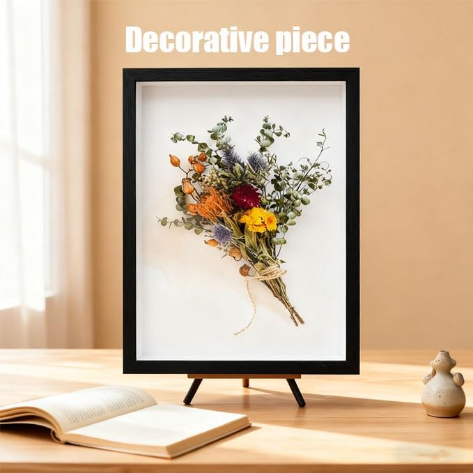 4 Pack Shadow Box Frame Display Cases, 8"x 10" Wood Deep Black Handicrafts Shadowbox Picture Frame for Flowers Jersey Baby Wedding Dress（Black）