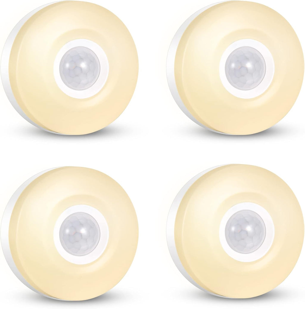 CREWEEL Night Light, Plug in LED Nightlight, 200Lumens Bright Plug-in Motion Sensor Light Indoor, Energy Efficient, Soft Warm Lighting for Home(Warm White 4Pack)