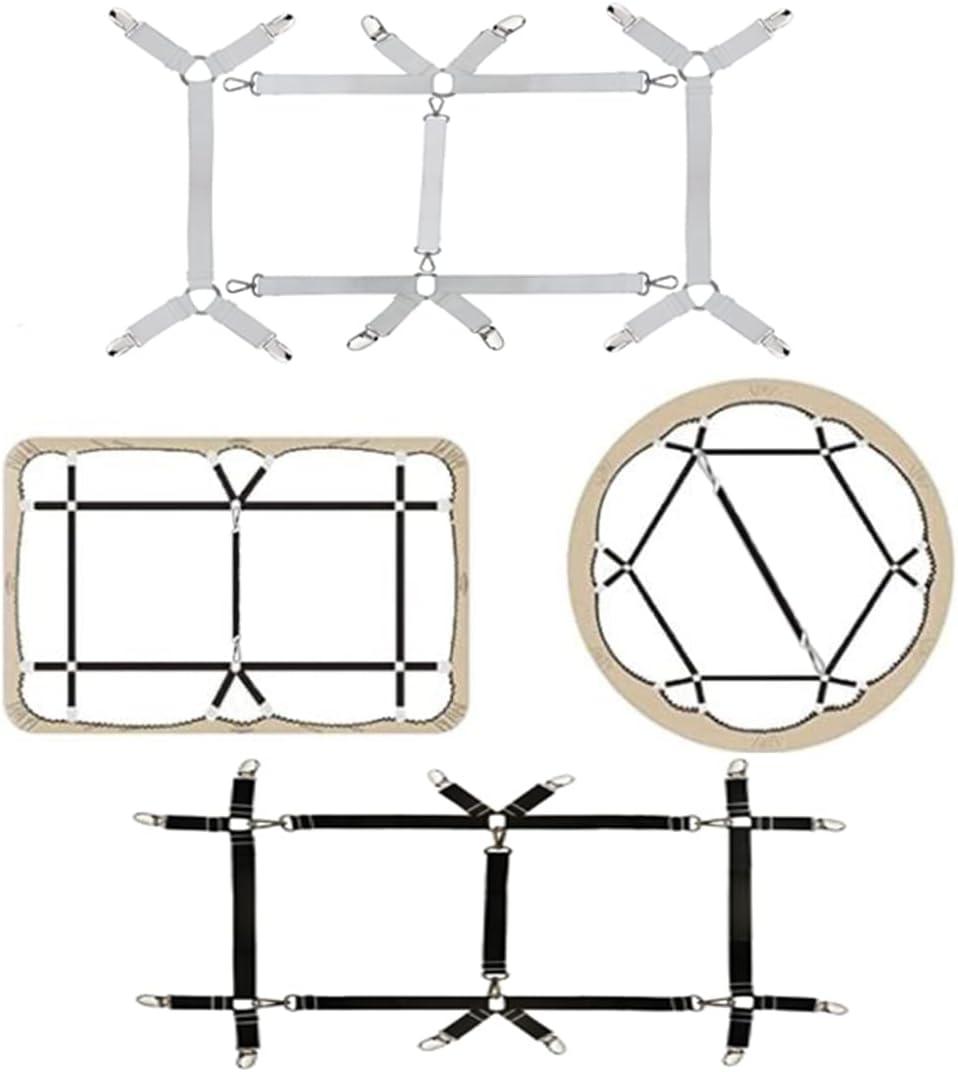 Bed Sheet Straps Nonslip Fitted Sheet Clips,Adjustable Elastic Bedding Holder Easy Install on Mattress Covers (White)