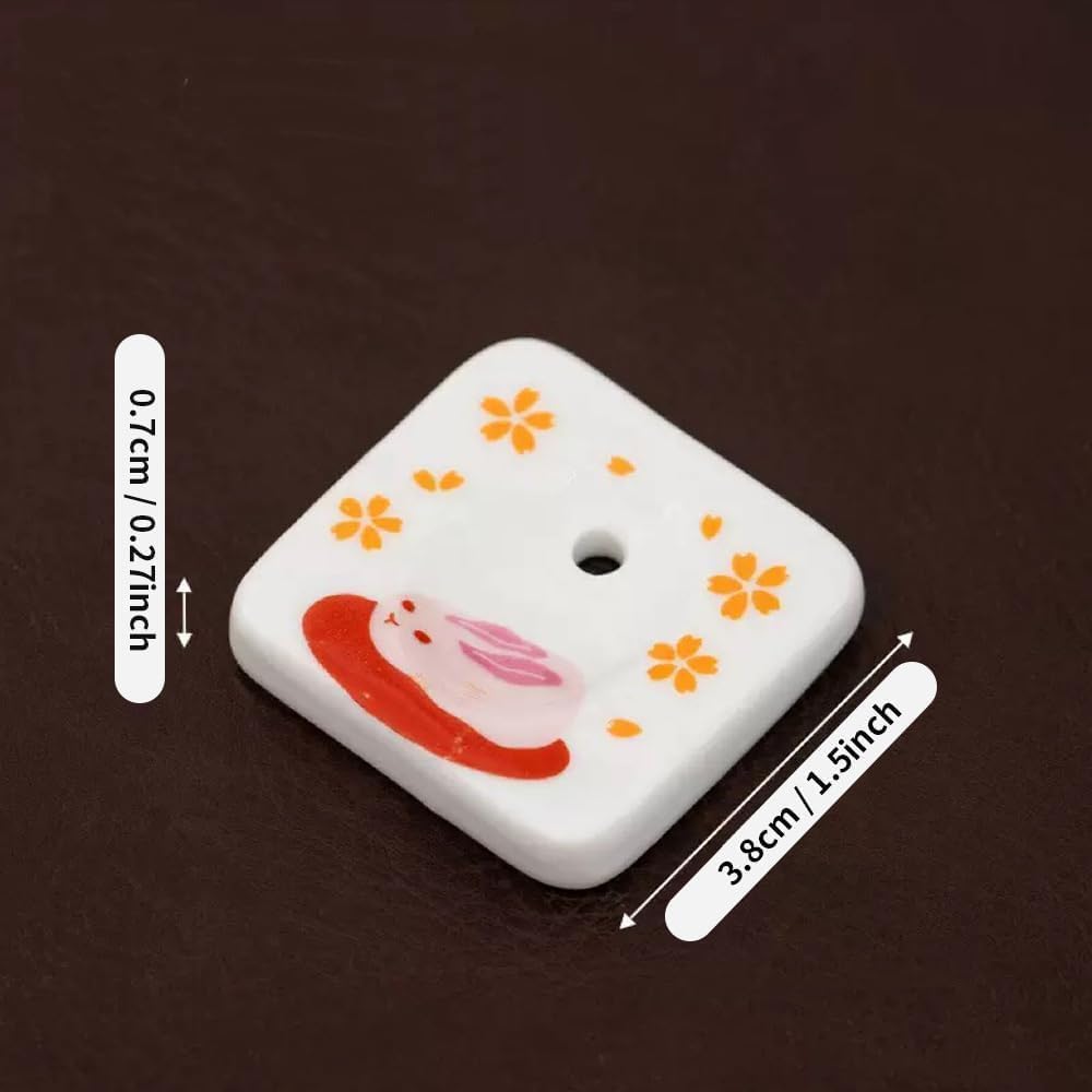 5 pcs, Japanese Mini Cherry Blossom Ceramic Incense Stick Holder or Incense Burner Holder, Handmade Cute Multicolour Unique Ash Catcher Inscent, 1.5 inches