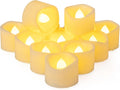 12 Pack 1.5" x 1.2" Flameless Tea Lights Candles Battery Operated, Flickering LED Votive Outdoor Electric Flicker Fake Tealight Candles Bulk for Halloween Wedding Christmas Party Decorations