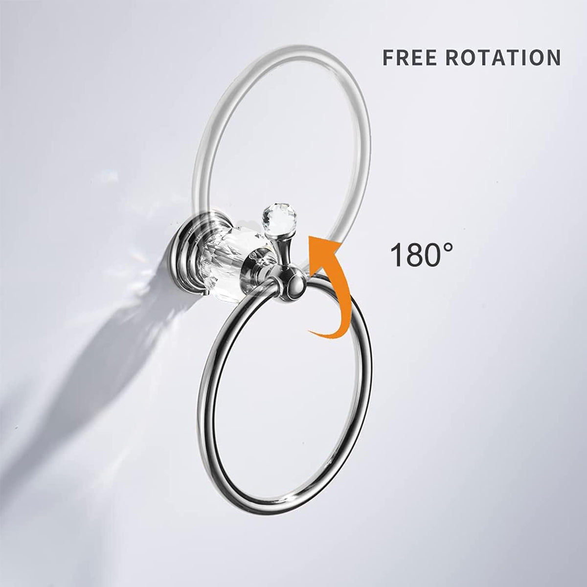 WOLIBEER Crystal Towel Hook, Chrome Towel Ring Toilet Paper Holder Hand Towel Holder Tissue Roll Paper Holder Towel Hanger Silver Bathroom Accessories 2 Pieces Wall Mounted