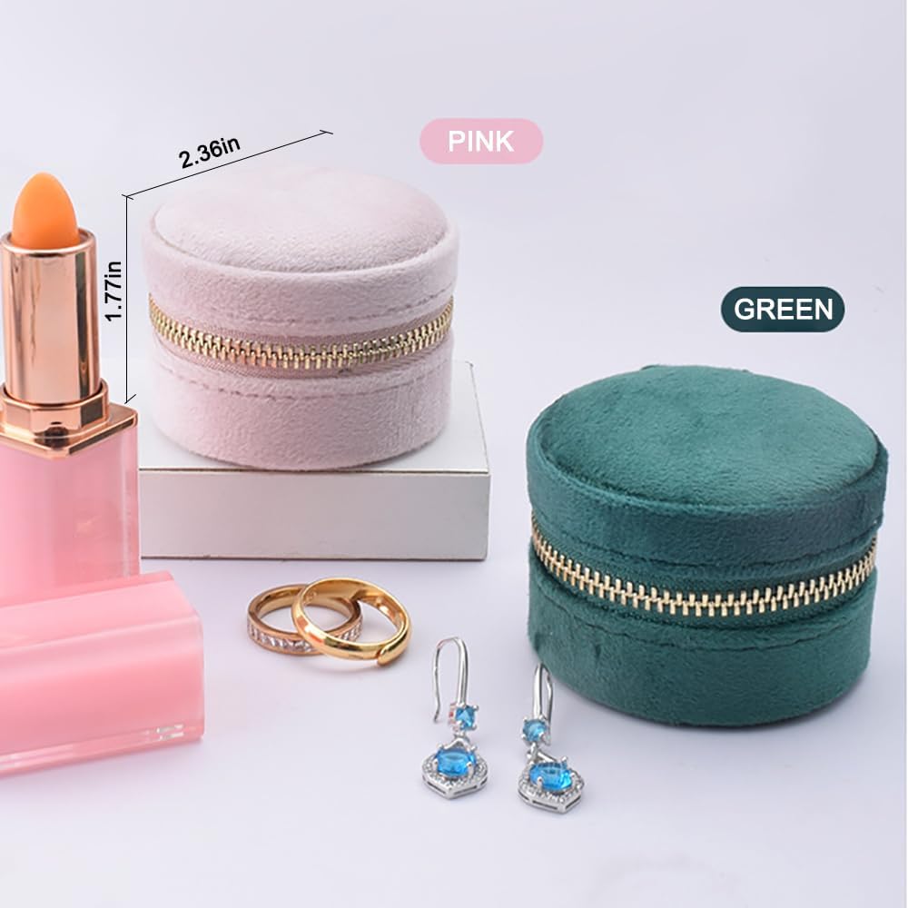 Travel Ring Box with Mirror, Velvet Lined Jewelry Organizer for Women - Mini Portable Case for Engagement, Wedding Band, Earrings,Necklaces | Bridesmaid Proposal Gift (Pink)