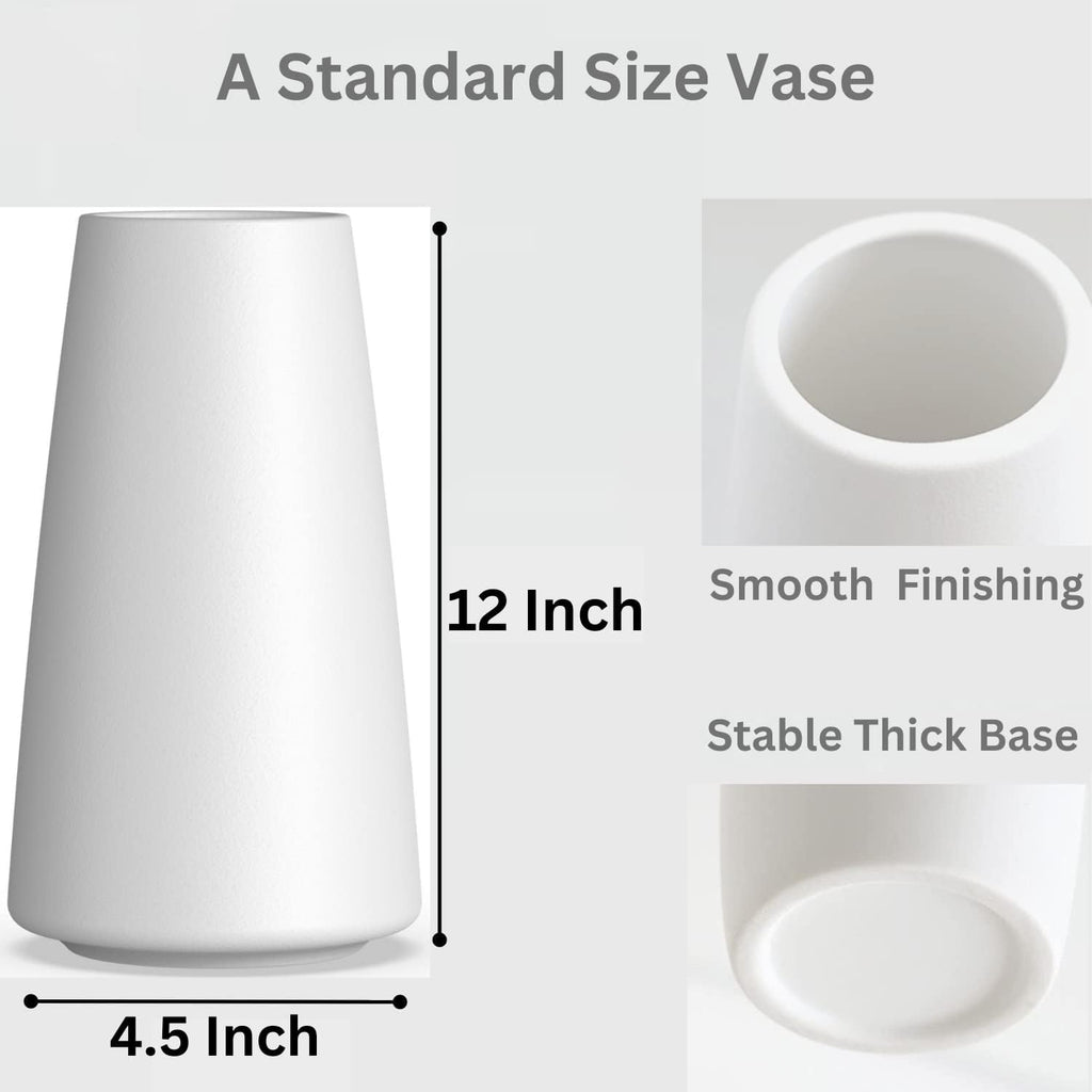 DECORPIA 12 Inch Tall Premium Quality Ceramic Vase | Flower Vase for Home Decor | Farmhouse, Decor, Desk, Modern Decor
