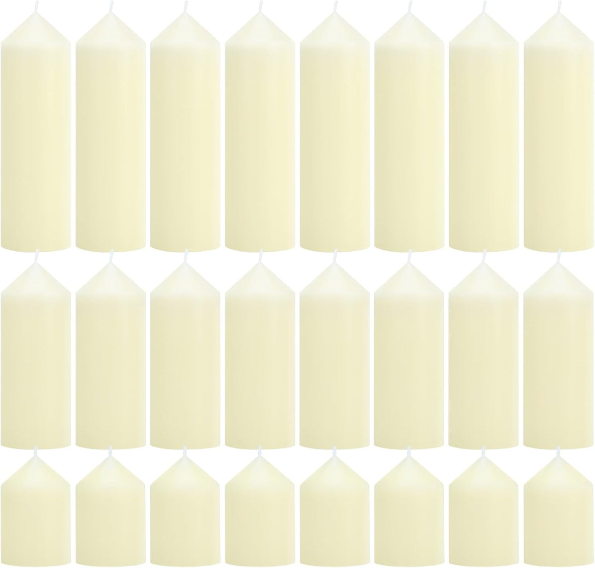 24-Pack Ivory Pillar Candles Bulk Set