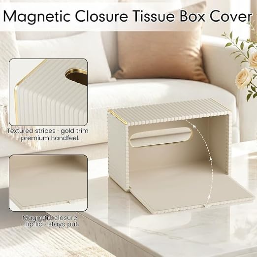 Bathroom Trash Can with Lid and Tissue Box Cover Set 13 L/ 3.5 Gallon White Trash Can with Pop-Up Lid Small Garbage Can for Bathroom Bedroom Office Kitchen