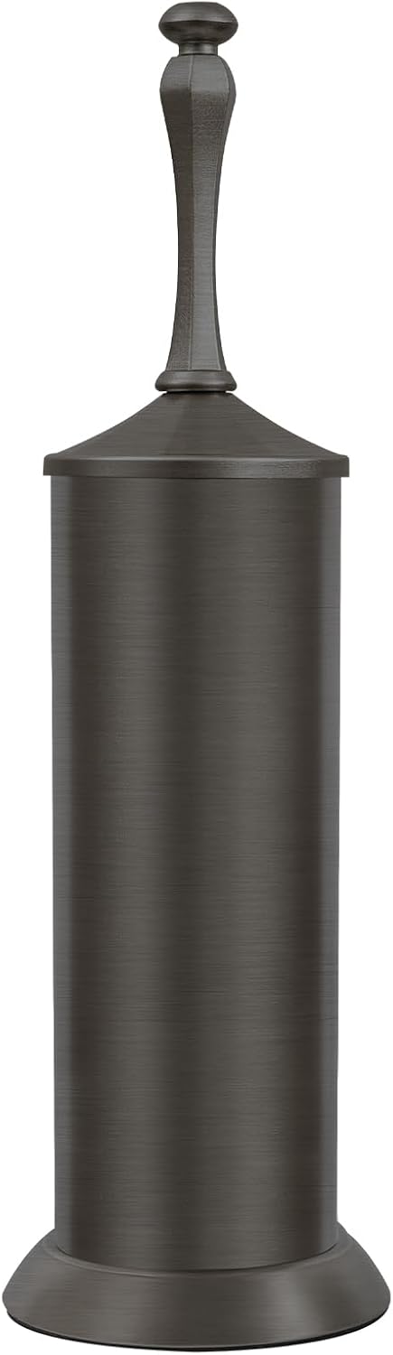 Pewter Toilet Brush and Holder，Extra Long Handled Toilet Brush for Bathroom，Stainless Steel Heavy Duty Toilet Bowl Brush,Deep Cleaning Modern Toilet Cleaner Brush -Space Saving, Covered Brush