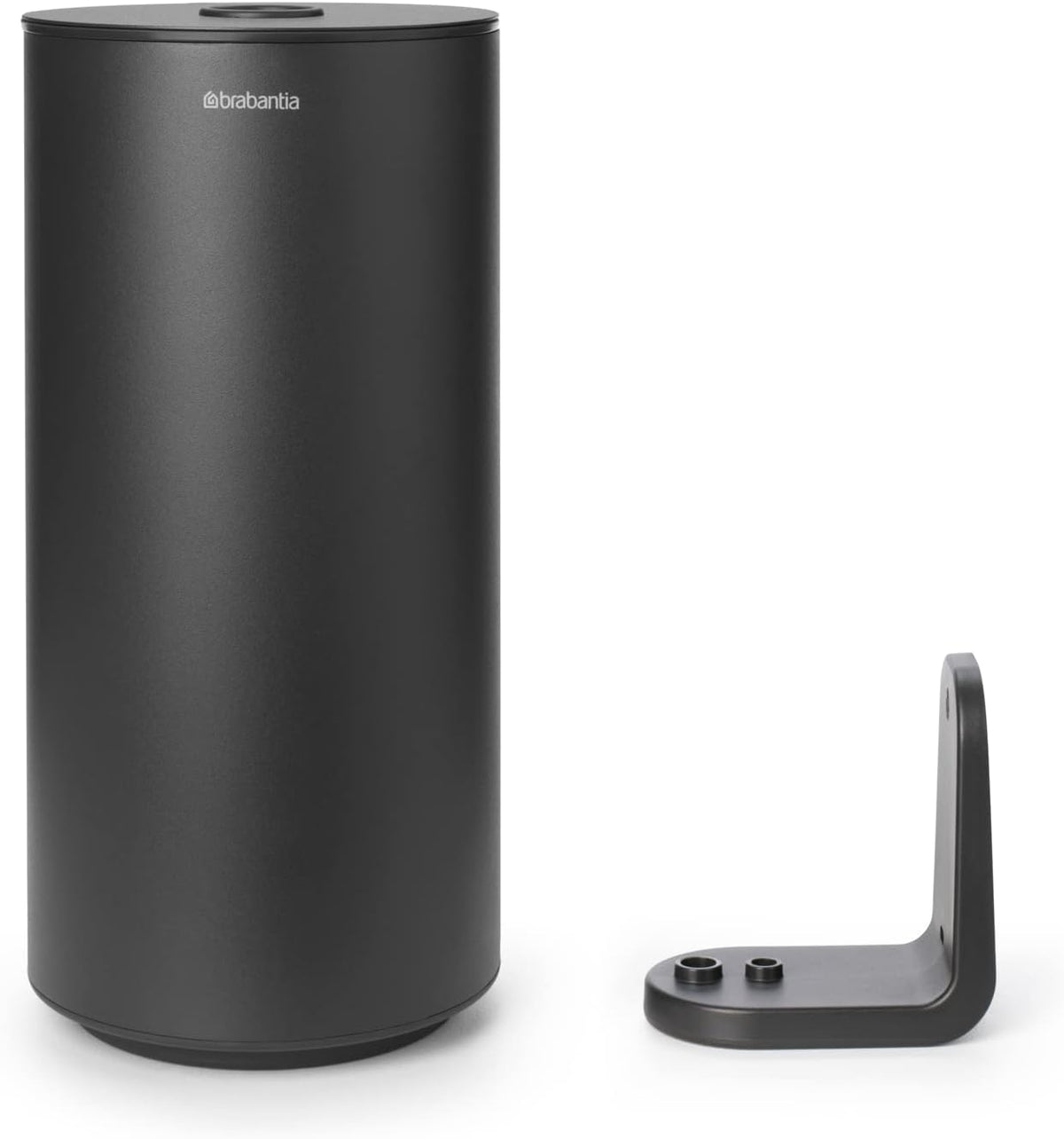 Brabantia Mindset Toilet Roll Dispenser (Mineral Infinite Gray) Anti-Rust, Discreet Bathroom Tissue Holder, 2 Spare Rolls (Ø 5.37") Wall-Mountable Tidy Storage