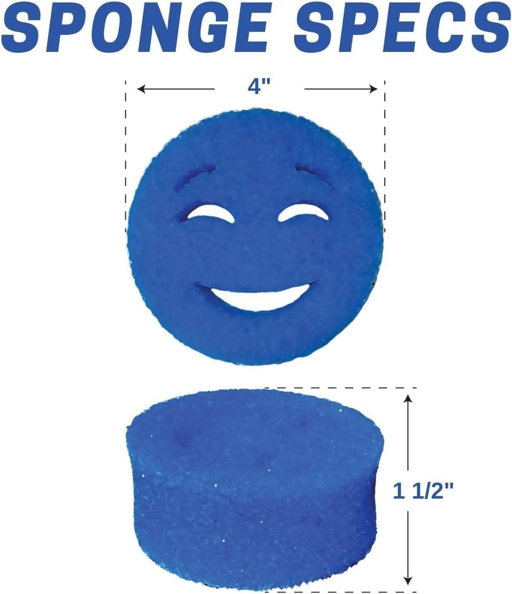 The Original Scrub Moji Scrubbing Sponge by Smilyeez (Set of 3) - Yellow - Temperature-Responsive Polymer Foam, Stain and Odor Resistant, Ideal for Kitchen and Bathroom Cleaning