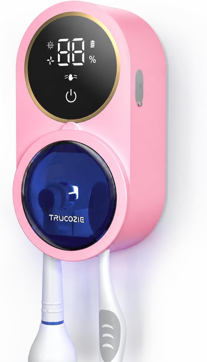 TRUCOZIE Toothbrush Holder for Bathroom, Wall Mounted Rechargeable Cleaner