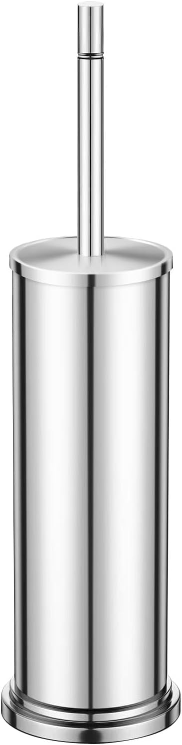 Toilet Brush and Holder Set,304 Stainless Steel Toilet Brush for Bathroom with Long Handle, Heavy Duty Toilet Bowl Brush,Removable Inner Bowl and Splash Protection,Deep Cleaning (Chrome01)