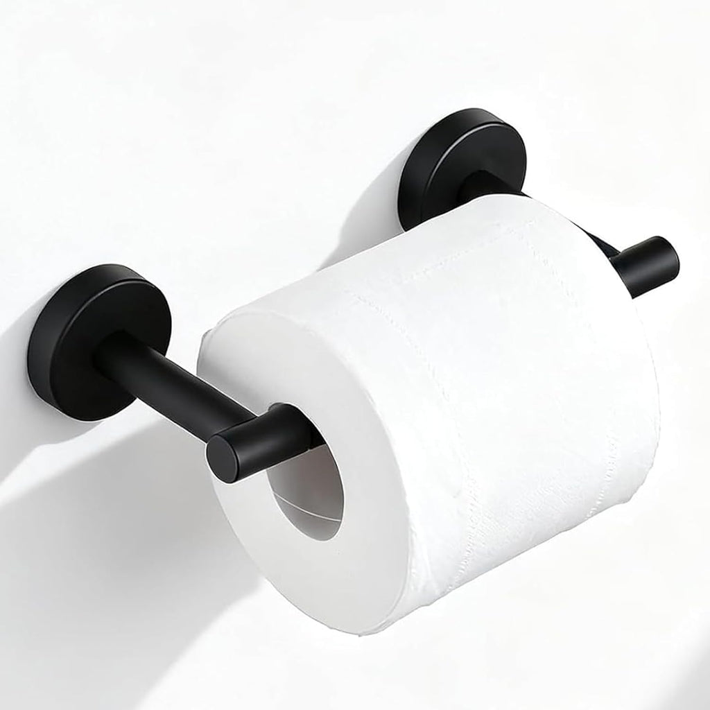 Toilet Paper Holder, NEWRAIN Double Post Pivoting Bathroom Toilet Paper Roll Holder, Stainless Steel Wall Mounted RV Tissue Roll Holder, Matte Black Commercial Farmhouse Toilet Paper Dispenser