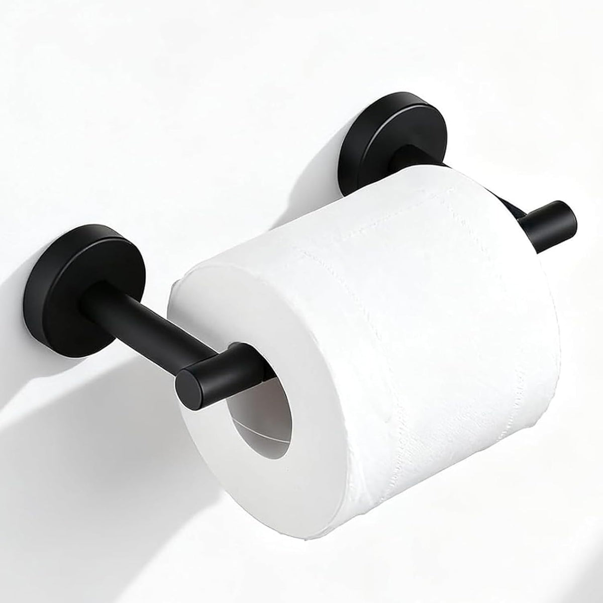 Toilet Paper Holder, NEWRAIN Double Post Pivoting Bathroom Toilet Paper Roll Holder, Stainless Steel Wall Mounted RV Tissue Roll Holder, Matte Black Commercial Farmhouse Toilet Paper Dispenser