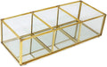 Isaac Jacobs 3-Compartment Brass and Glass Organizer 9.1"L x 3.6"W x 2.6"H