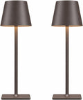 Fizrice Rechargeable Table Lamp Cordless Battery Operated, Brown 2 Pack