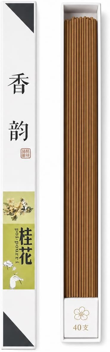 Osmanthus Incense Sticks - 47 Sticks Premium Natural Coreless Chinese GUI Hua, Sweet Apricot Floral Aroma for Meditation, Yoga & Home Fragrance | Low Smoke Non Toxic Aromatherapy Gift