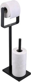 Hoooh Free Standing Toilet Paper Stand with Reserve Storage, Matte Black