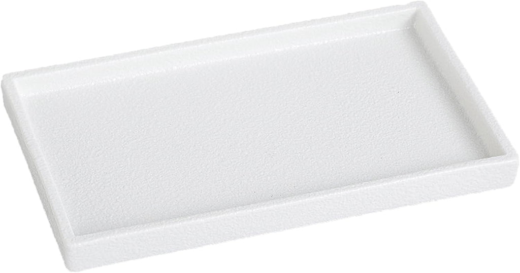 Bathroom Vanity Tray - 11'' Ceramic Rough-Textured Rectangle Countertop Tray, Heavy-Duty Organizer Plate for Perfume, Jewelry, Candles, Soap Dispenser, Kitchen Decorative Stone Trays, White