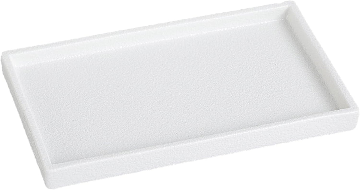 Bathroom Vanity Tray - 11'' Ceramic Rough-Textured Rectangle Countertop Tray, Heavy-Duty Organizer Plate for Perfume, Jewelry, Candles, Soap Dispenser, Kitchen Decorative Stone Trays, White