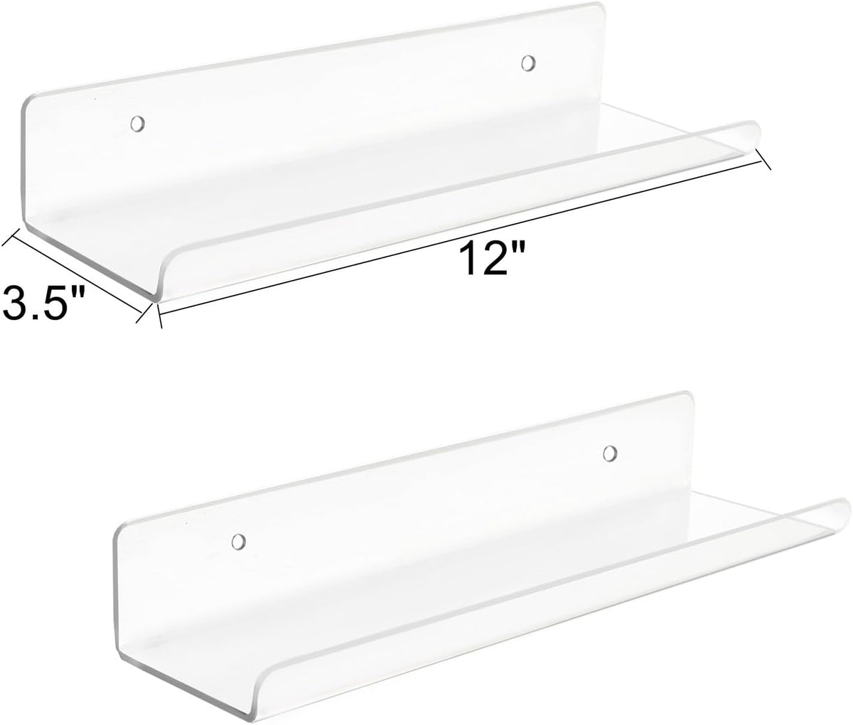 ROYALITA 2-Pack Small Acrylic Shelves Wall Mounted, 12 in Display Shelves