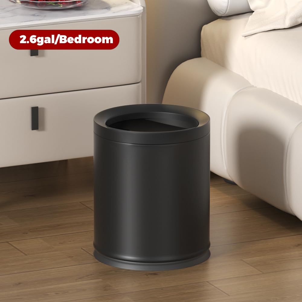 10L/2.6GAL Black Bathroom Garbage Can,Open Top