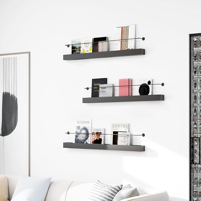 Wall Mounted Magazine Rack, 3 Pack Bookshelf Storage Display Stand Shelves