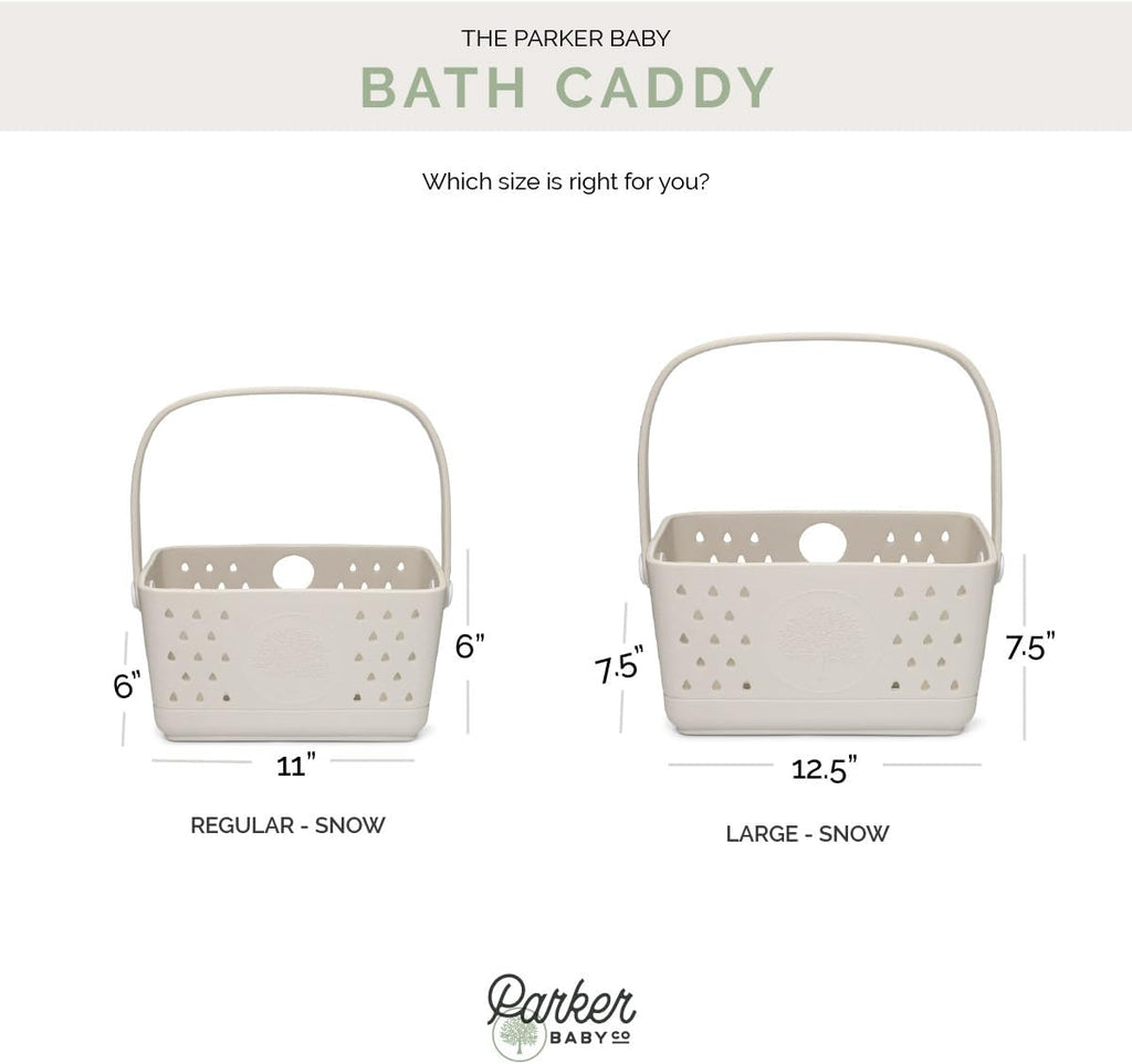 Parker Baby Bath Caddy | BPA Free & Food Grade Shower Caddy Organizer for Toys & Supplies | Quick-Dry, Sturdy & Perfect Size Shower Basket w/Handle in Neutral Colors