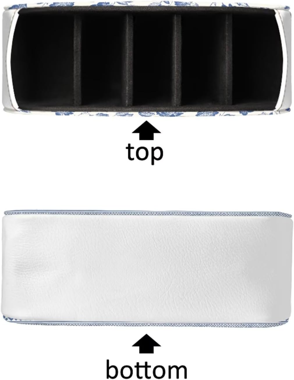 Blue and White Flower Office Desk Organizers with 5 Compartments, Remote Control Holder Desktop/TV Stand/Nightstand Remote Caddy,for Glasses/Cosmetic Brushs/Pens