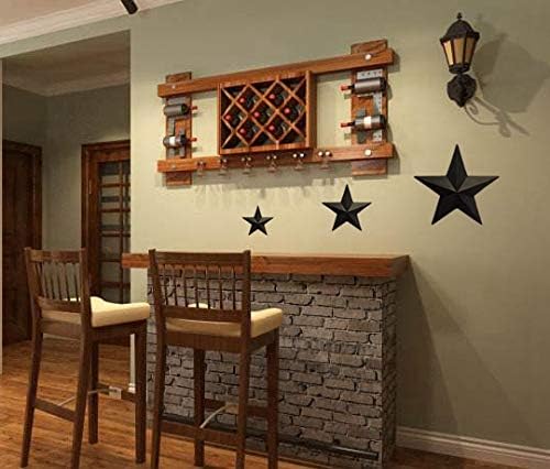 YL Crafts - Metal Star Wall Decoration Mounted Wall Art 3pcs/Set (Black)