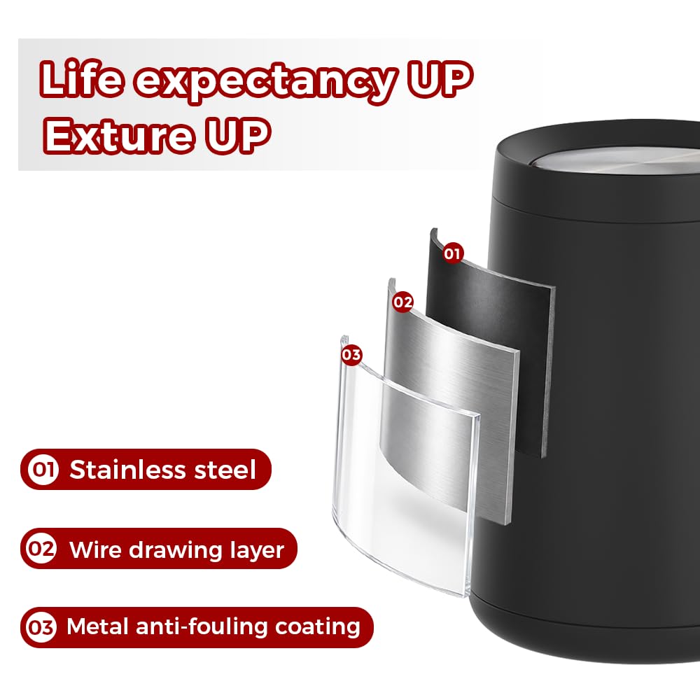 10L/2.6Gal Black Bathroom Trash Can with FILP Lid