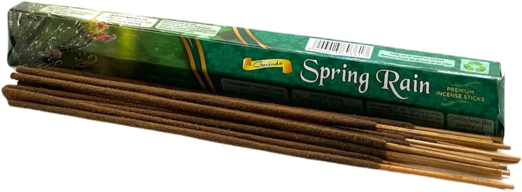 Govinda Incense - 120 Incense Sticks, Premium Incense, Masala Coated (Spring Rain)