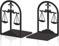2pcs Balance Scale Book Ends Fair Black Metal Non-Slip Bookends Reading Decorative Large Book End Stoppers for Shelves Birthday Housewarming